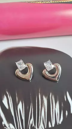 Brinco bijuteria com zircônia retangular - comprar online