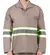 Camisa Brim Manga Longa Com Refletivo Uniforme Profissional Cinza