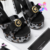 Sandália Versace Plataforma Gianni Ribbon Crystal 'Black Leopard' - loja online
