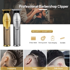 Ouro metal barbearia barbear t-blade pro cabelo clippertrimmer corte de cabelo e - loja online