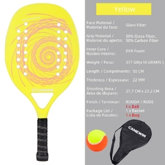 Camewin alta qualidade 3k fibra de carbono e vidro raquete de tênis praia super - comprar online