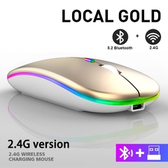 2.4g rato sem fio rgb recarregável bluetooth ratos computador sem fio mause led - loja online