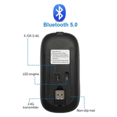 2.4g rato sem fio rgb recarregável bluetooth ratos computador sem fio mause led