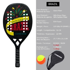 Camewin alta qualidade 3k fibra de carbono e vidro raquete de tênis praia super