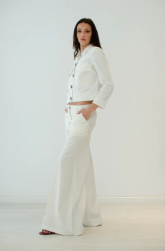 Pantalón extra wide de gabardina off white en internet