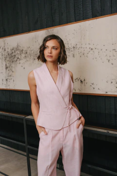 Chaleco Dance lino puro rosa - tienda online