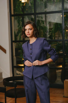 Blazer Slim lino puro azul índigo - comprar online