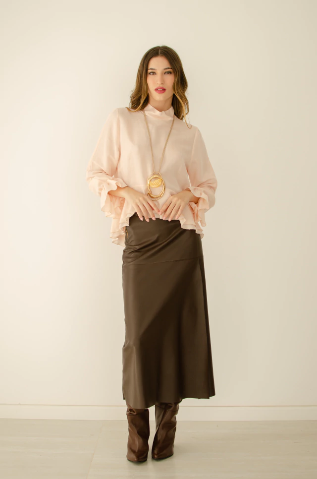 Top bohemia de tencel rosa claro — imagen 5