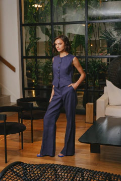 Pantalón chic de linoipuro azul