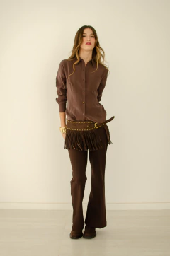 Pantalón Luisa punto Roma chocolate - Claudia Arias