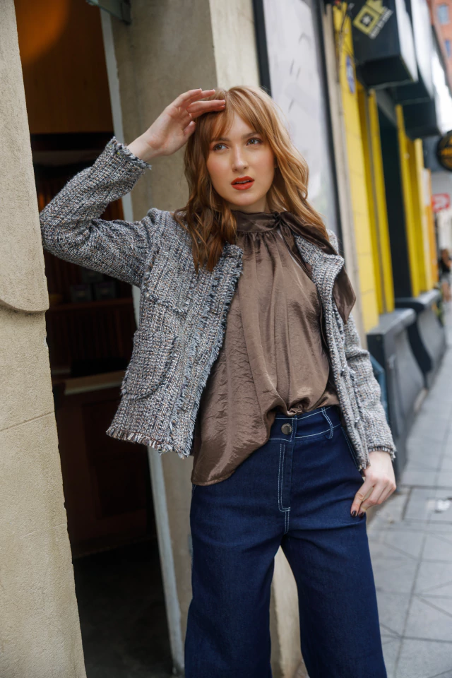 Chaqueta Gina bouclé marrones y grises — imagen 3