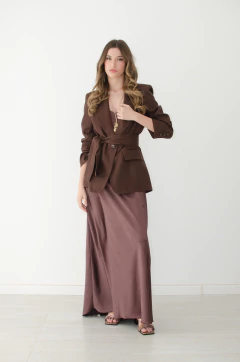 Blazer Mumy en puro lino color wine - Claudia Arias