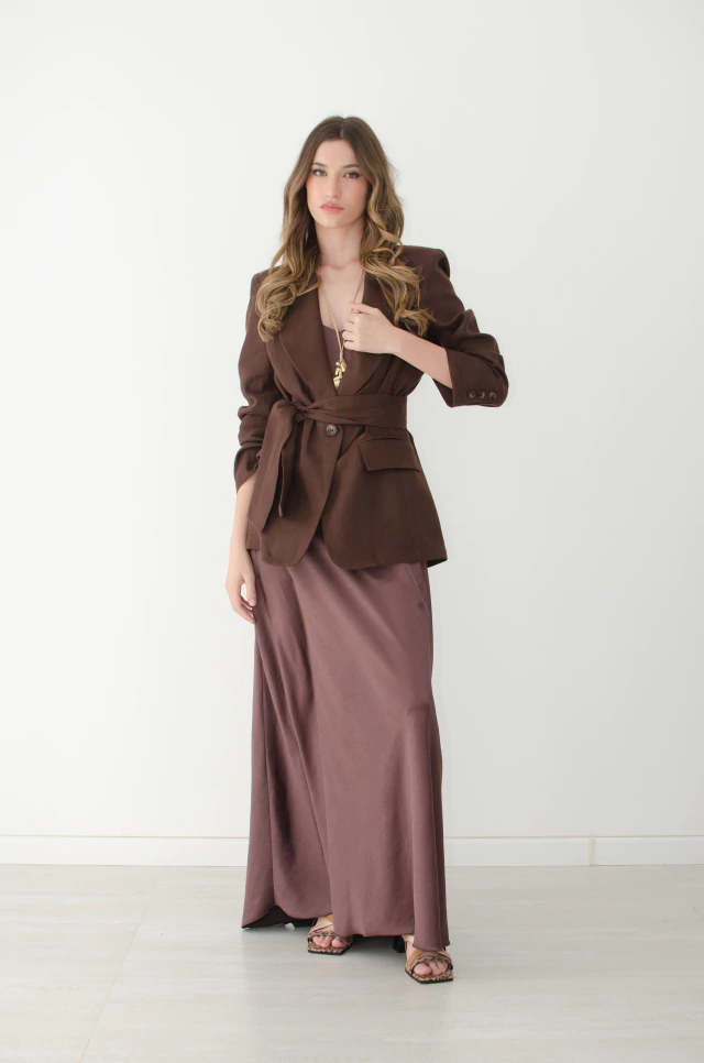 Blazer mumy en puro lino color wine — imagen 4