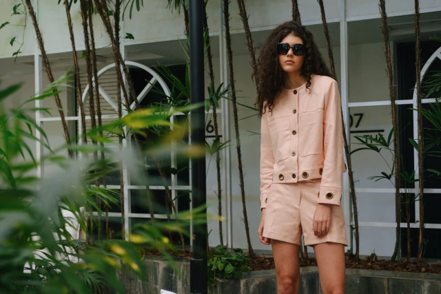 Campera wanda pu graneado rosa palo rosa — imagen 7