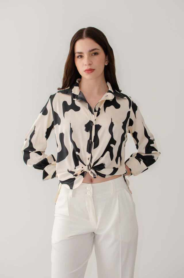 Camisa milano estampa crudo y negro negra — imagen 5