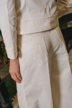 Pantalón extra wide de gabardina off white - tienda online