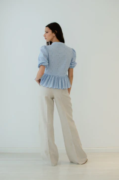 Blusa Taylor de broderie celeste - tienda online