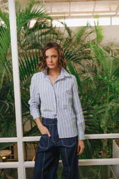 Camisa Lola cloqué rayada