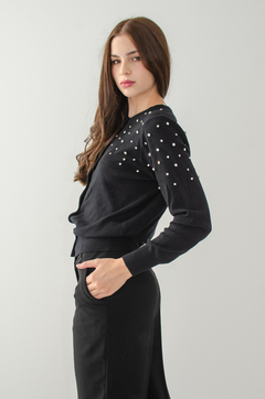 Campera tejida bordada