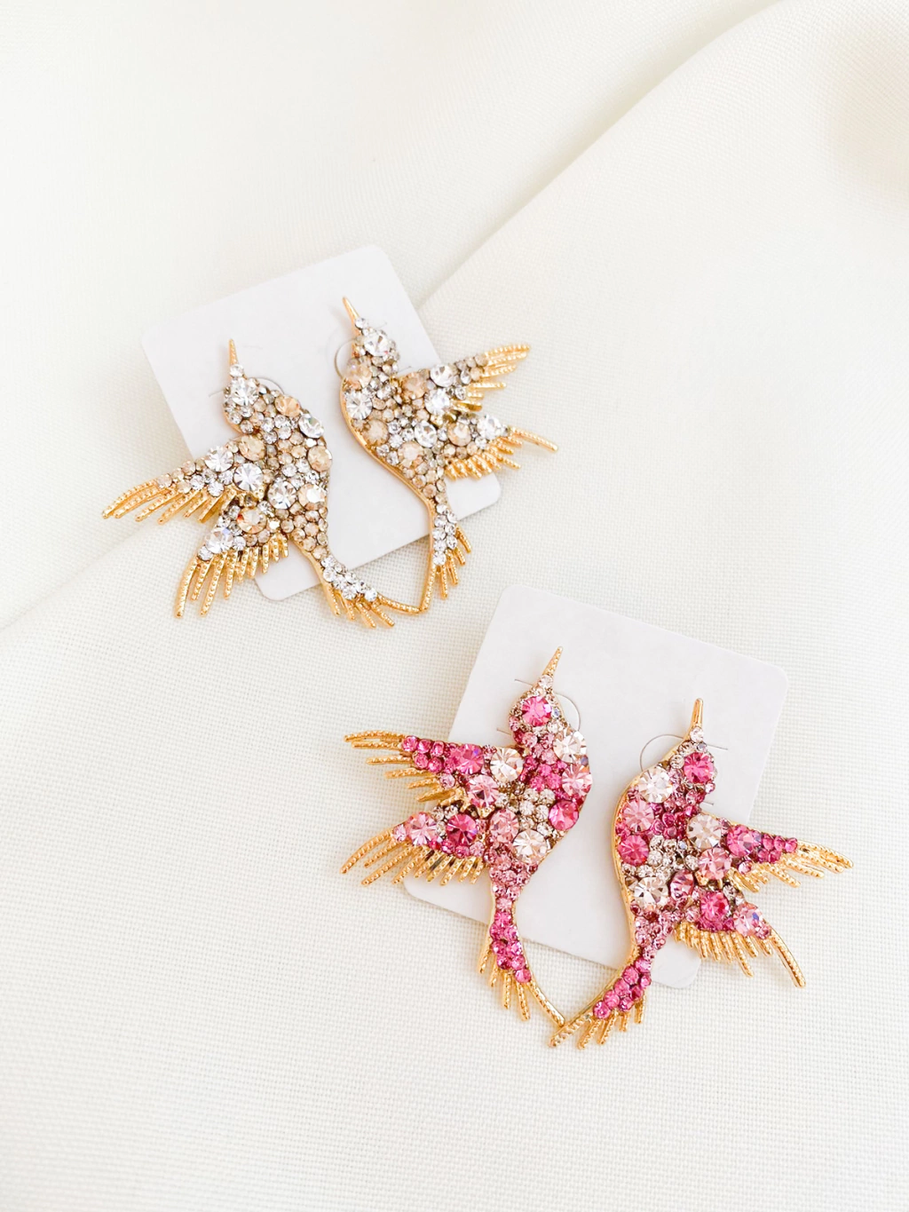 Brinco beija-flor cristais