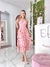 Vestido Midi Tule Camadas Tais Estampado Rosa Bebê