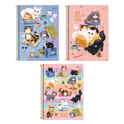 Caderno Espiral Universitário 10 Matérias Purrfect Cats