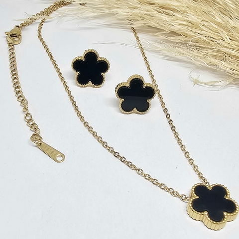 Conjunto Van Cleef Aço Ouro