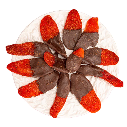 Mango enchilado con chocolate