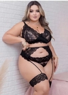 CONJUNTO PLUS SIZE EM RENDA COM CINTA LIGA