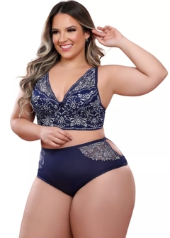 CONJUNTO RENDADO CALCINHA FIO DUPLO PLUS SIZE