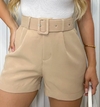 Shorts de alfaiataria femininos curtos com cinto