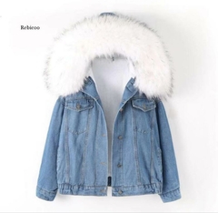 Casaco jeans pelinho - Toda Bela