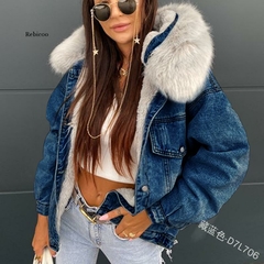 Casaco jeans pelinho na internet