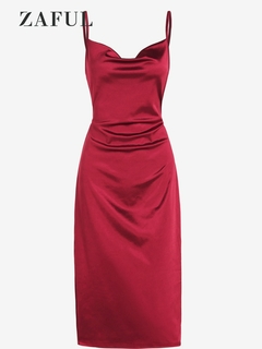 Vestidos cetim frente amarrado
