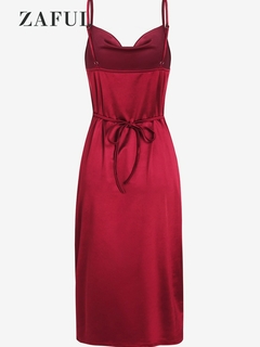 Vestidos cetim frente amarrado