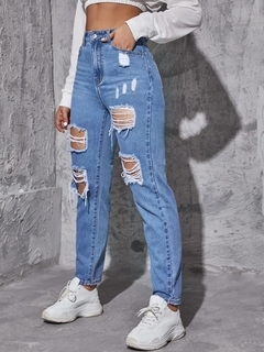 Calça cintura alta rasgado - loja online