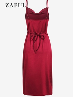 Vestidos cetim frente amarrado na internet
