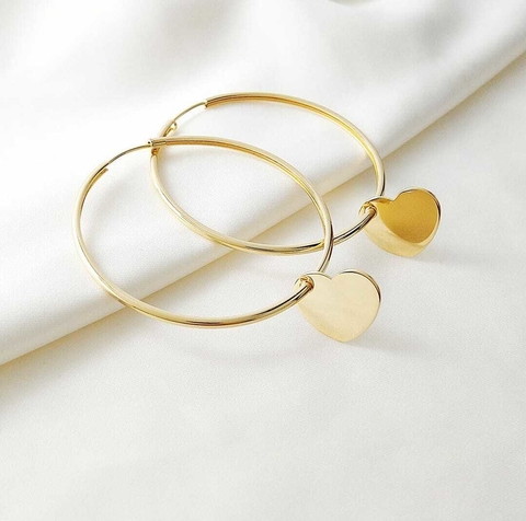 Argola fina coração