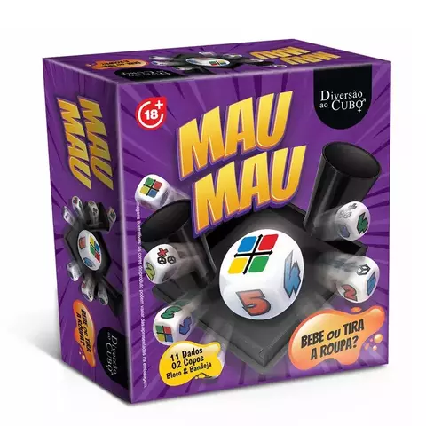 Jogo Mau Mau com 11 Dados e 02 Copos Diversão ao Cubo