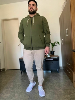 Campera frisada de algodón VERDE MILITAR - comprar online