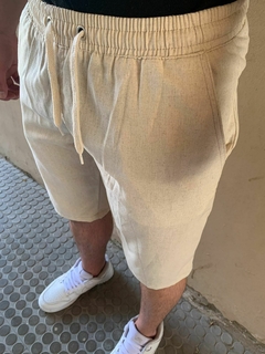 BERMUDA DE LINO MICHIGAN BEIGE - comprar online