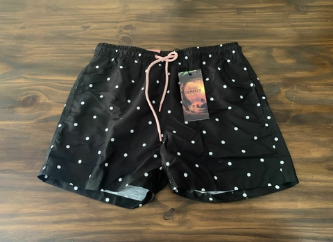 SHORT DE BAÑO SWIM NEGRO CON LUNARES (Talle M)