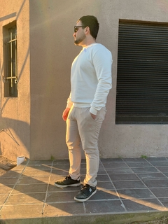 Buzo cuello redondo frisado Blanco