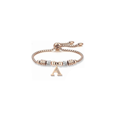 Pulsera Oro rosado 18k: Letra personalizada A.