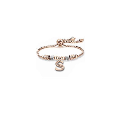 Pulsera Oro rosado 18k: Letra personalizada S