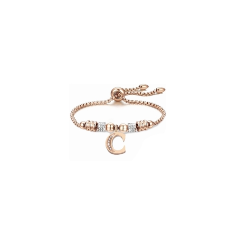 Pulsera Oro rosado 18k: Letra personalizada C.