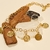 Pulseira Elo Português 19cm c/ pingentes Cifrões banho ouro 18k (PUL1137)