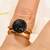 Anel Chuveirinho cravejado Micro Zircônias Negra banho ouro 18k (AN1145) - comprar online
