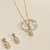 Conjunto de colar e brinco detalhe Ponto de luz e Pérola banho ouro 18k (CJ1059)