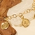 Pulseira Elo Português 19cm c/ pingentes Cifrões banho ouro 18k (PUL1137) - comprar online